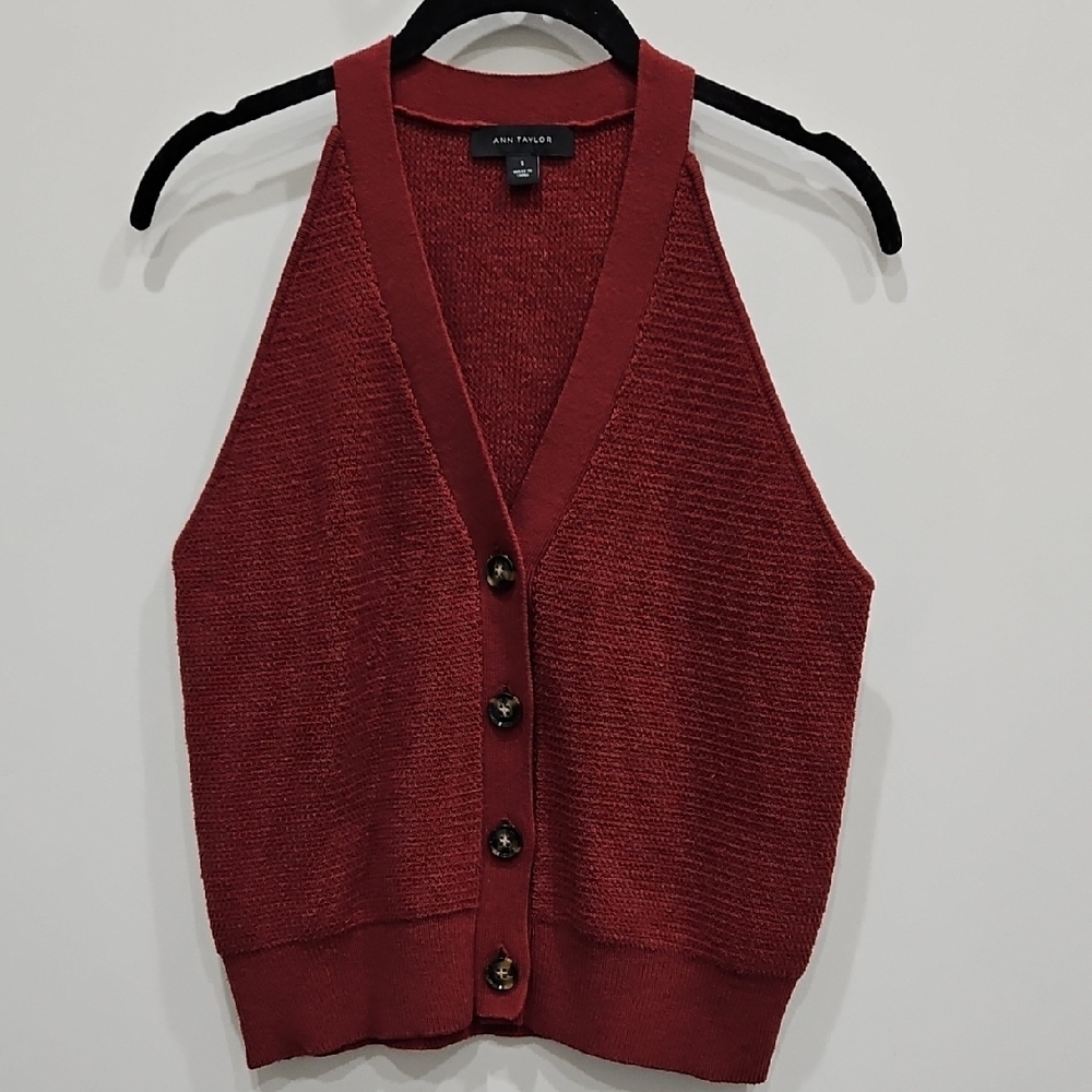 Ann Taylor Burgundy Knit Vest
